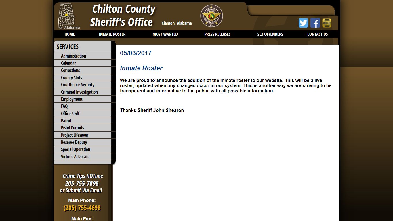 Inmate Roster - Press Releases - Chilton County Sheriff's ...