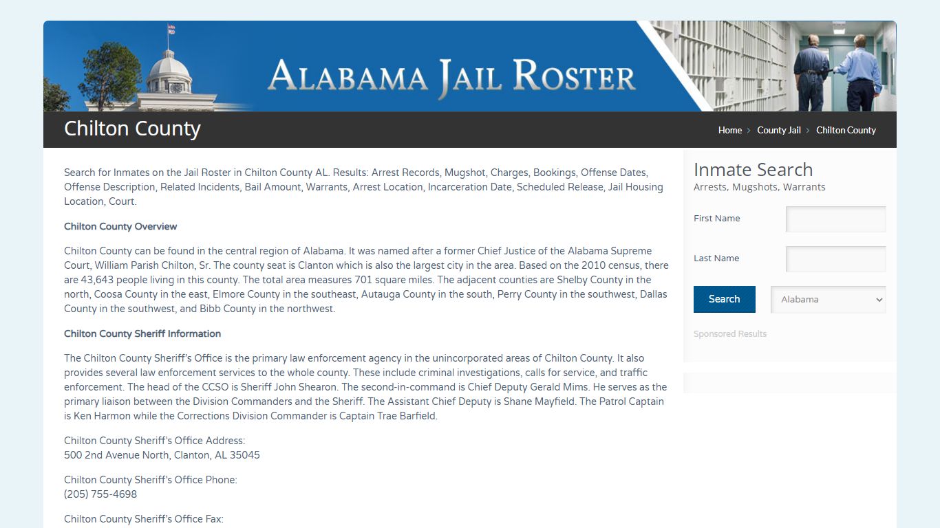 Chilton County | Alabama Jail Inmate Search