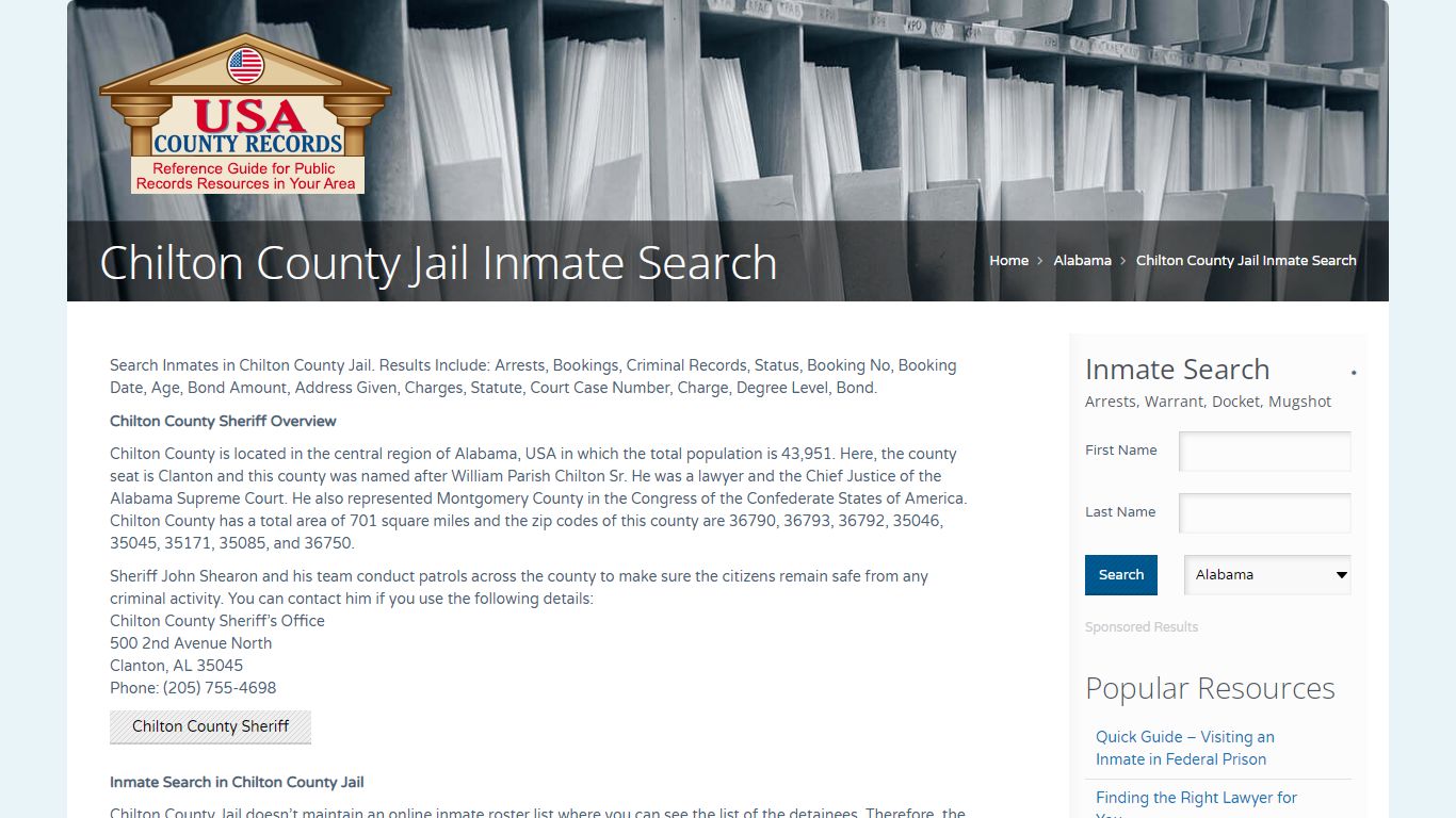 Chilton County Jail Inmate Search | Name Search